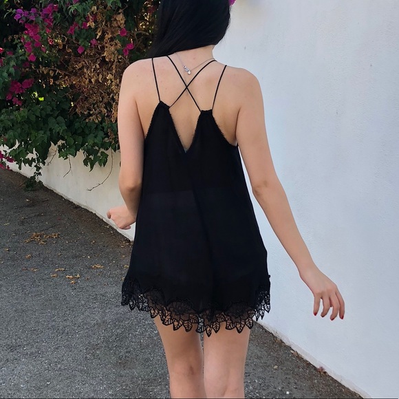 🎈SOLD Free people black spaghetti strap lace Trim - Picture 2 of 5